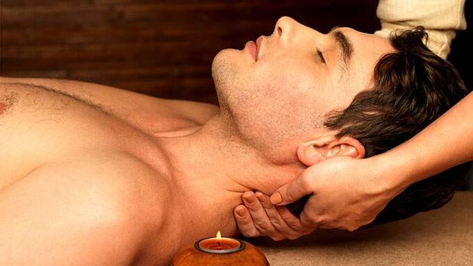Massage of male erogenous points using essential oils